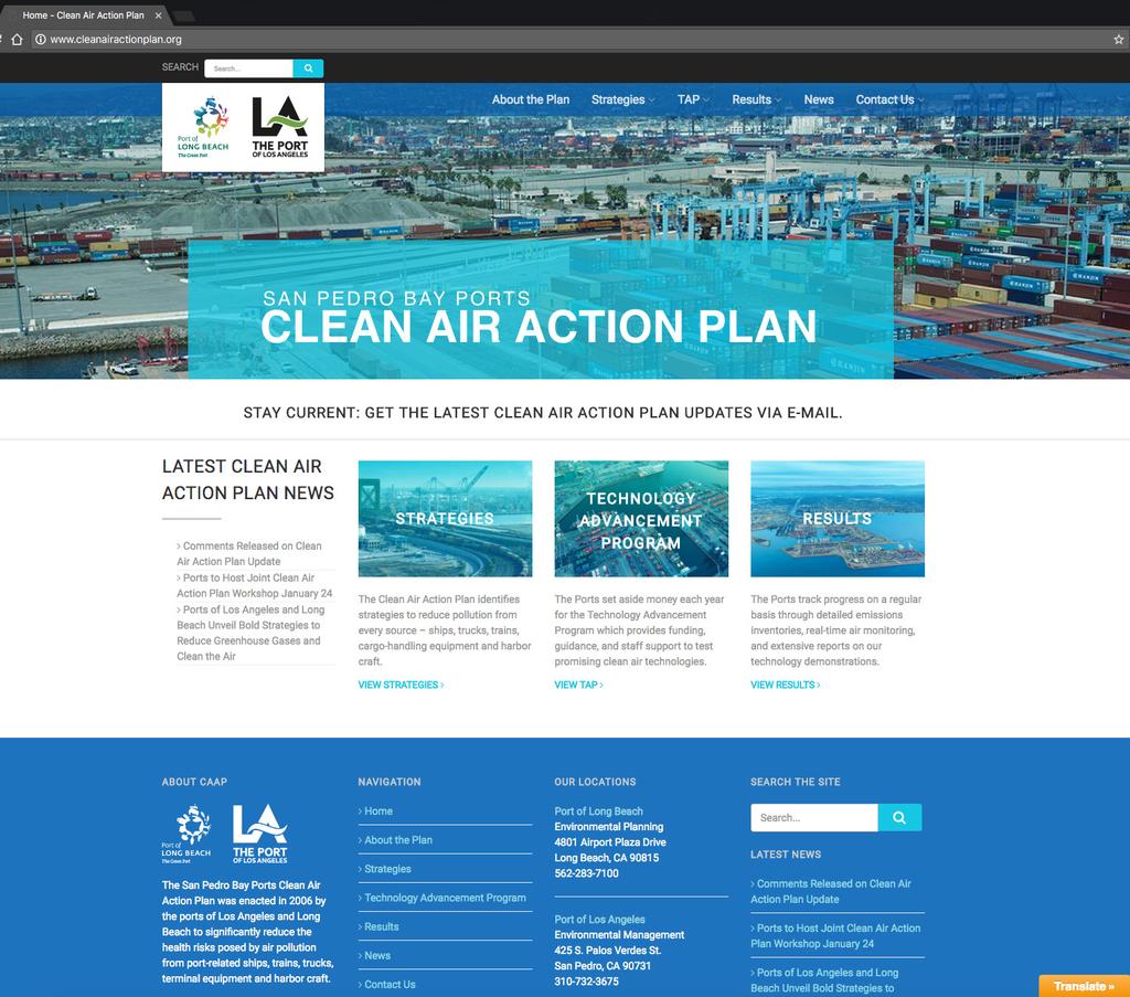San Pedro Bay Ports Clean Air Action Plan Website www.cleanairactionplan.