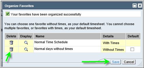 Click the trashcan icon to delete any unwanted schedules and then the Save button.