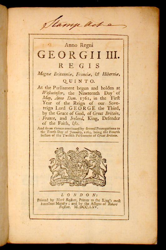 Stamp Act (1765) Already imposed in England English taxation rate 25 times higher than rate in colonies First direct tax on