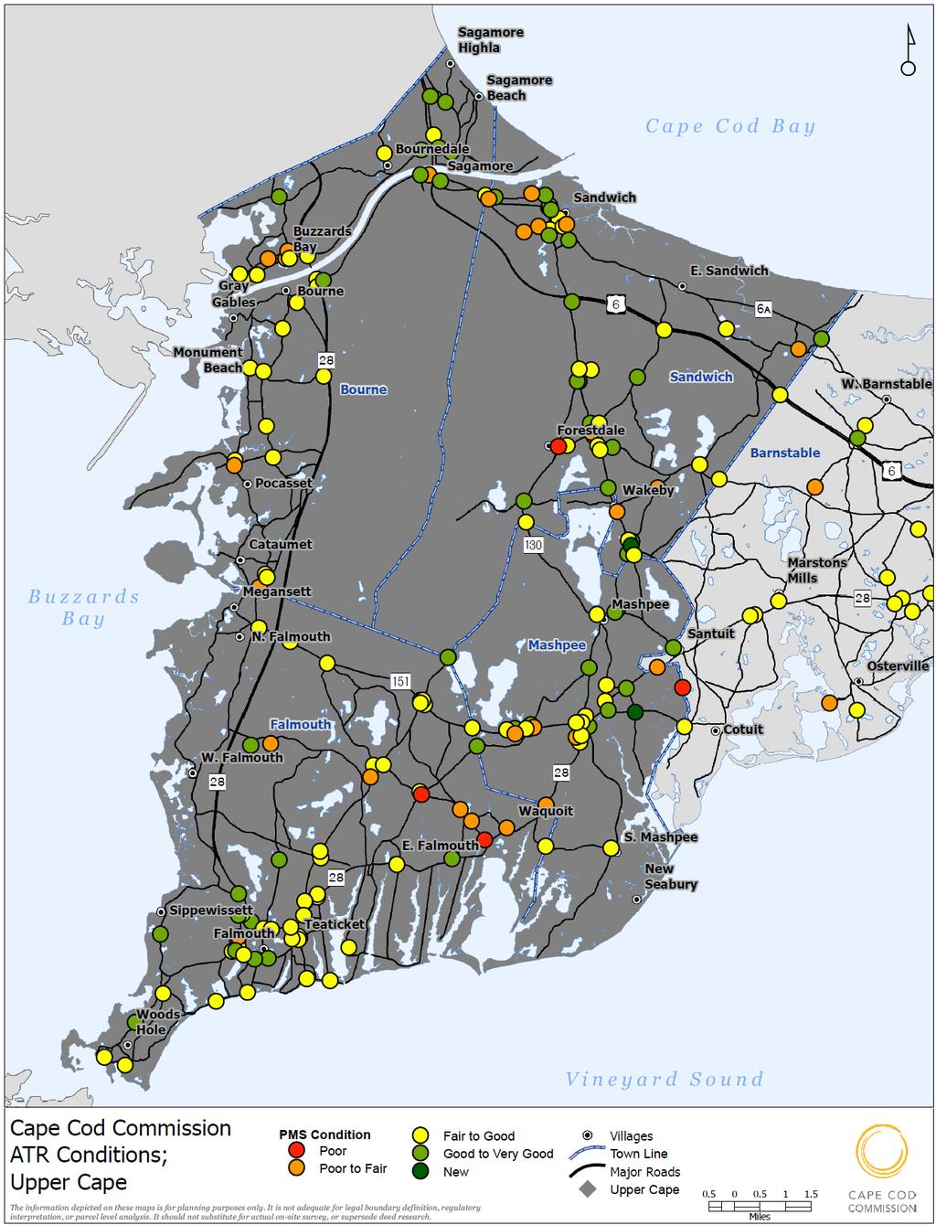 FIGURE 9-2011-2014 PAVEMENT CONDITIONS AT ATR LOCATIONS: UPPER CAPE