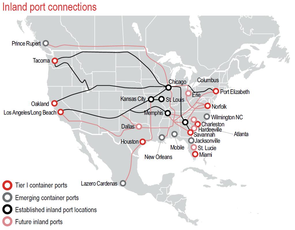 Emerging trend of US inland ports As US ports prepare for the opening of the expanded Panama Canal in August, 2014, emphasis is being placed on development of inland ports,