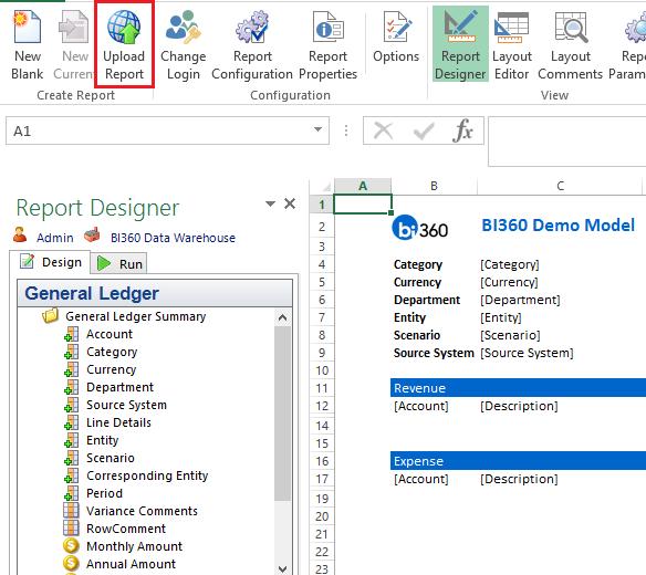 Once the report is uploaded to BI360 Portal, the user can execute the report and input data.