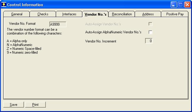 User Guide Vendor Number Information The Vendor No. s tab defines how the vendor numbers are formatted and assigned in. Setting Up the Vendor No. s Tab 1.