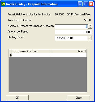 In the Number of Periods for Expense Allocation field, type the number of periods to apply