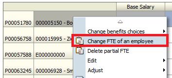 28 Change FTE of employee Use this task to change the FTE of an employee.
