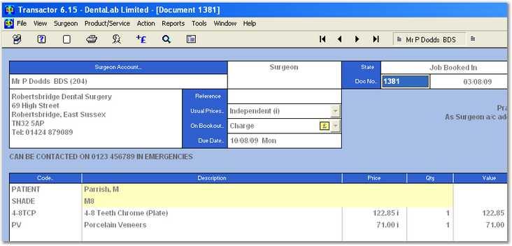 In the Document window, choose Select Onto Form Now we have a job shown on the Main Form.