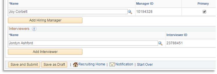 glass ) NOTE: Primary can view the job posting from Recruiting Home, Secondary can view from Browse Job