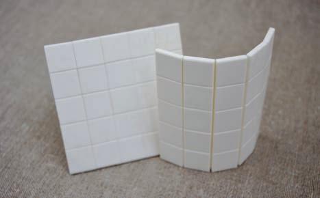 Tiles with holes for mechanical fixing, ferrules and plugs are used in cases of exposure to higher temperatures.