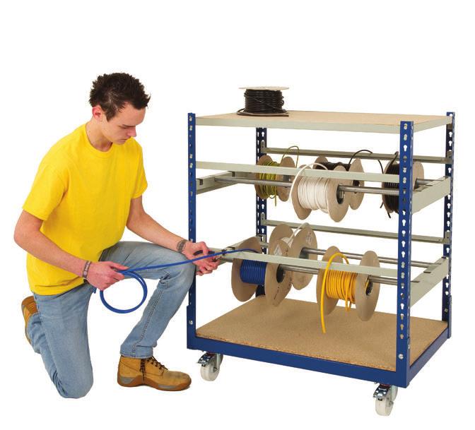 RIVET CABLE REEL RACKS Best for Retail, Storeroom or Workshop up to 70 UDL/rail Keep cable reels organised A new solution