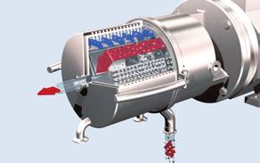 The dispersed powder is homogenised by passing it through the mixer head located next to