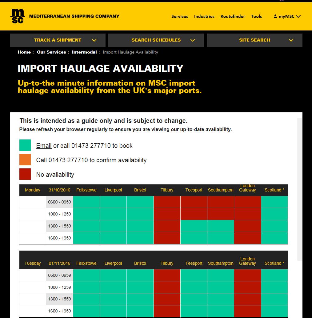 LIVE HAULAGE AVAILABILITY ONLINE Access to live
