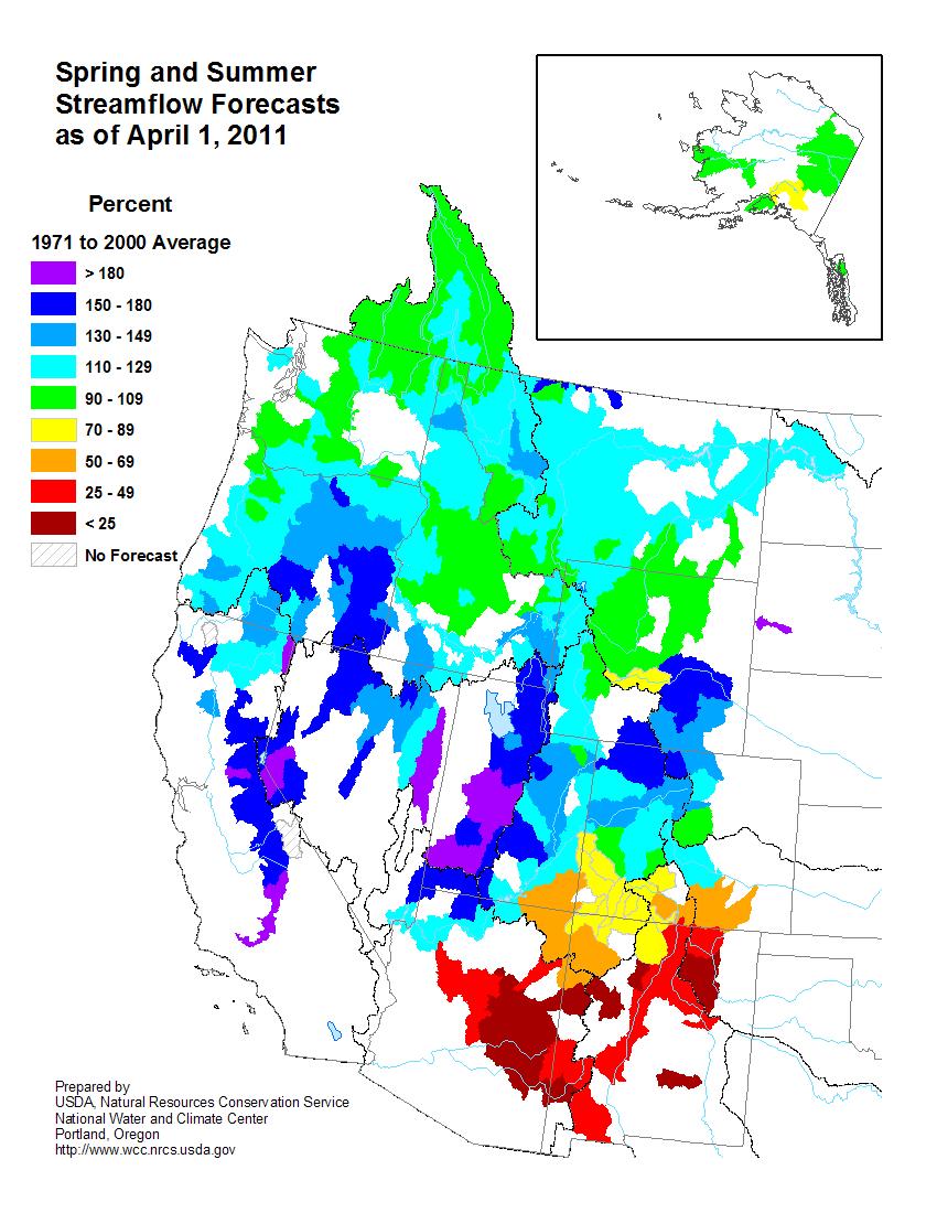 Water Supply Forecasting Seasonal streamflow volume Published January through June