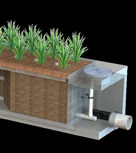 Improves biological filtration Patented Perimeter Void Area Vertically extends void area between the walls and the WetlandMEDIA on