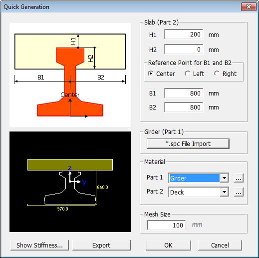 generation wizard for PSC composite section is