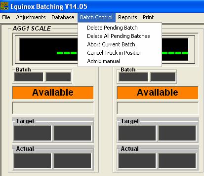 Batch Control The batch control menu option affects the current or queued batches. Delete Pending Batch allows for a single batch number to be selected.