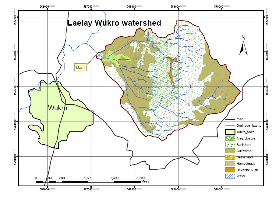 2.5 Landuse Bush lands and area closure (grass land and small tress) constitute more than 56% of Laelay Wukro watershed landuse.
