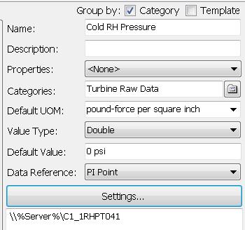 Data Preparation: Turbine Raw Data (Details) Group by Category (more on that later) Name follow a naming convention Description not necessary Properties skip