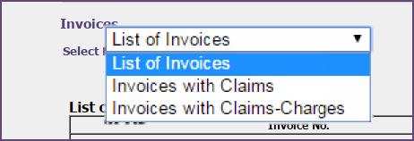 List of Invoices The report displays all the Invoices, settled and not settled, generated so far for the selected Employer in the descending order i.e. the latest one at the top.