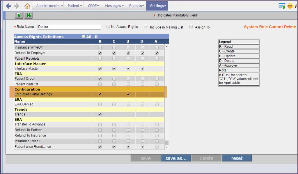Settings (Goto menu: Settings Configuration under workflow column, Employer Portal Settings).