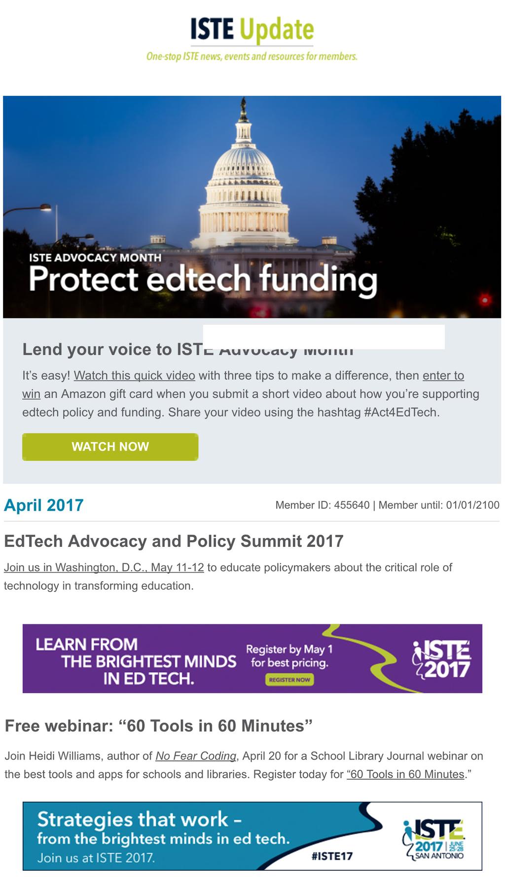 ISTE Update ISTE Update is the official member e-newsletter for the world s premier nonprofit organization serving educators and education leaders.