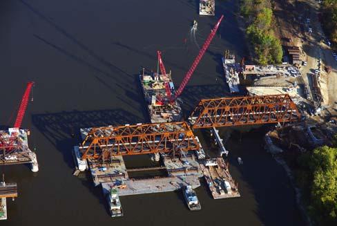The one exception to the float in tower being supported on the spine beams arose because after field testing, two barges were determined to have only a minimal wall thickness of 5/16.