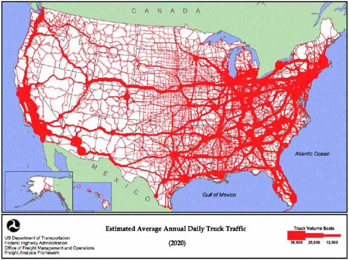 USA estimated truck traffic 2020 Source: