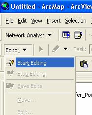 In order to create this connection within ArcMap, an editing session needed to be started as shown in Figure 3.