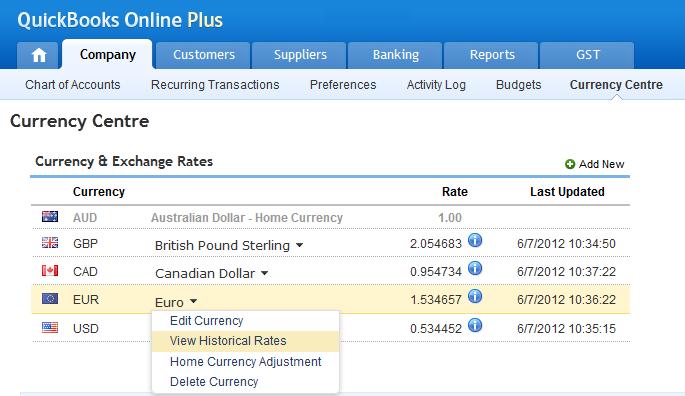You can assign a currency to new customers, new suppliers, and new bank, credit card, receivables, and payables accounts. (Things you ve already added will continue to use your home currency.