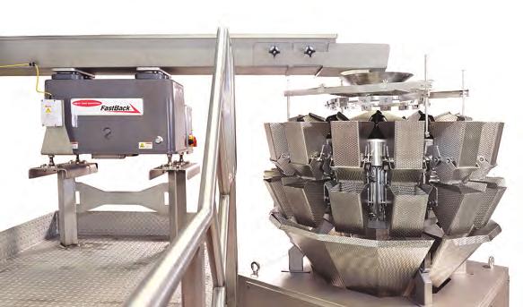 FastBack 90E A compact scale feed solution in a horizontal motion conveyor that improves product transfer from distribution conveyors to high-speed multihead weighers.