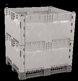 The system is comprised of a pallet base and four independent sides, fitted together to create a strong and durable container while offering space savings when not in use.