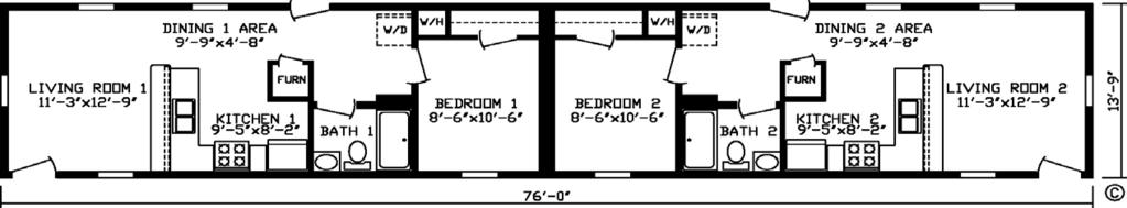 Duplex and 2 N 1 Selections Floor Plans shown are of 14 wide models but in