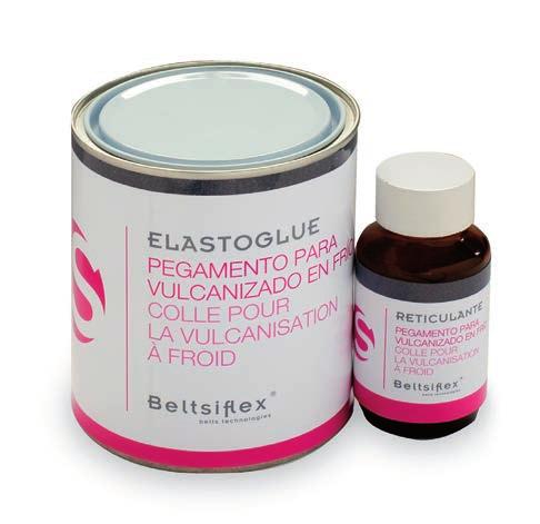 ELASTOGLUE We recommended using ELASTOGLUE when belt assembly is carried out in the facilities and when it is necessary to do this with the belt open and after vulcanising the joint of this belt base.