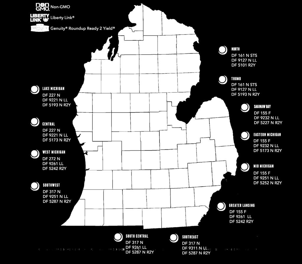 So we select soybeans tailored to each microclimate throughout the Great Lakes State. From Alpena to St.