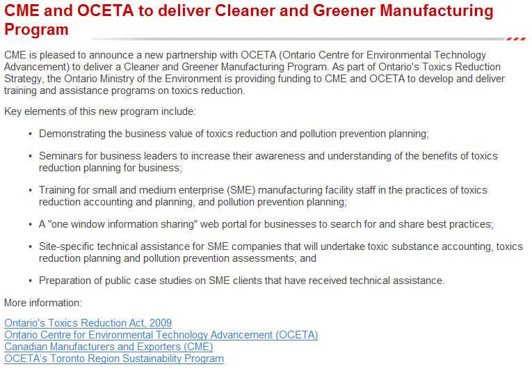 Cleaner and Greener Manufacturing Seminar The business value of toxics reduction and pollution prevention planning