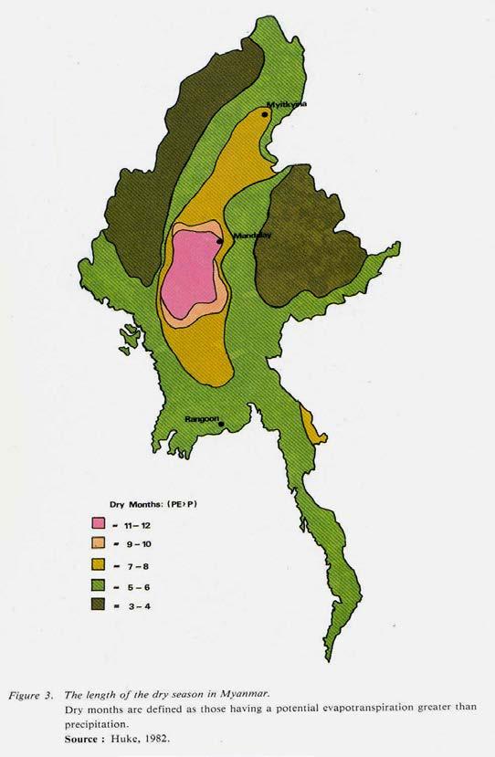 Weather and Climate Myanmar Tropical monsoon with three distinct seasons Hot dry season (March April) Raining season (May Oct) Cool dry season (Nov- Feb)