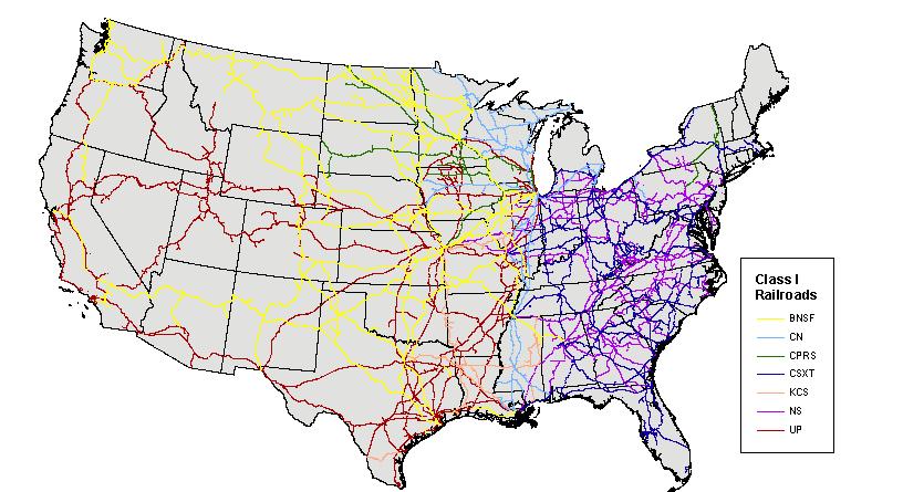 East-West Freight Rail Gateways Ranked by Loaded