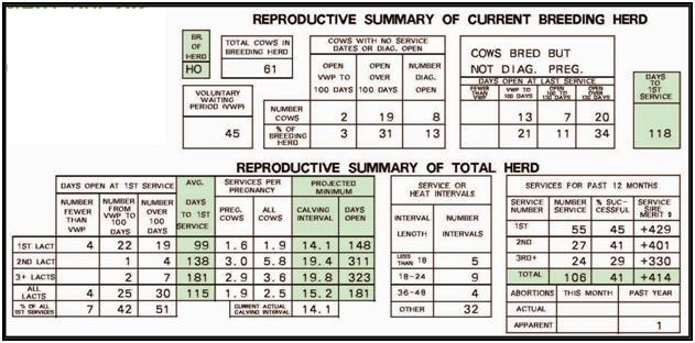 8 3. Miscellaneous Herd Information, 4. Reproductive Summary 3 Turnaround Times: Samples Recv at Lab can be compared with Date Tested to determine sample shipping time.