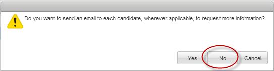 Click Done to match candidate. After clicking Done, a pop-up box will ask if you want to send an email to the candidate.
