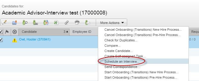 Creating an Interview (Optional within Taleo) Ensure all candidates you wish to bring in for an interview have the Step: Status of Interviews: Interview Scheduled.