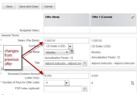 After offer details are copied, make changes to fields that need to be changed.