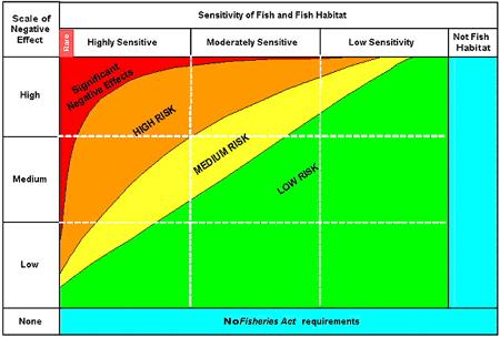 Phase Five Implementation fish and fish habitat present, and the scale of negative effect, risk is then summarized on the Risk Assessment Matrix (RAM), Figure 7-1.