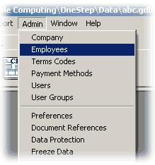 documents. To add an employee record, select Admin Employee from either the menu or the tool bar.