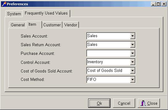Under the 'Frequently Used Values / General' tab: Select the payment method. Select the account to which early payment discount for sales will be posted.