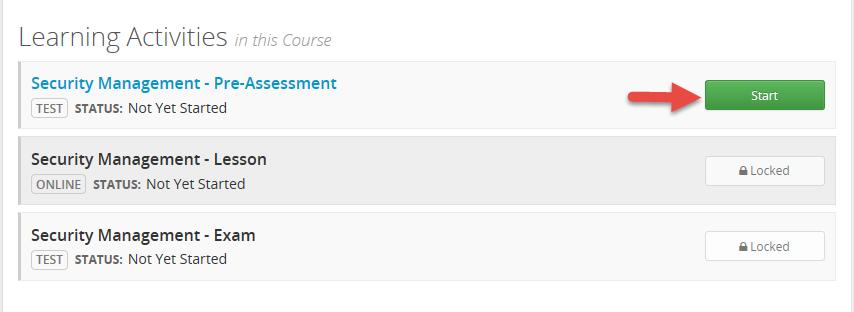 If the course offers a Pre-Assessment: Upon opening the course, you will start with the Pre-Assessment If you pass the Pre-Assessment The following pop-up box will appear: Review any questions that