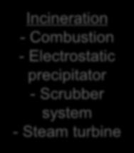 Combustion - Electrostatic precipitator - Scrubber system - Steam