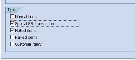 Display of Special GL Transactions Transaction code: FBL1N - Line item Display