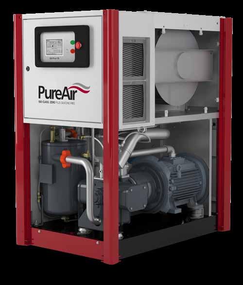 Oil-Less Construction These water-injected screw compressors are available in watercooled and air-cooled versions and are ISO 8573-1 CLASS 0 certified.