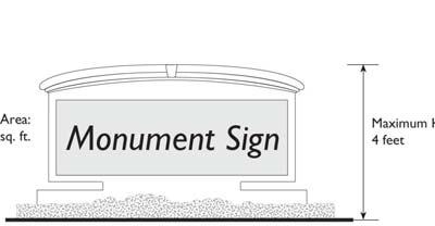 Maximum Height above ground: 25 May not extend above top of parapet or eave. SHINGLE SIGN Max. Projection 4 or 1/3 Sidewalk Width Minimum Clearance 9 Maximum Sign Area 15 Sq. Ft.