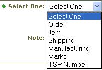 Note Type Marks TSP Number Where Note Displays Marks are for any information that a customer would like to add to the order. This information appears on the packing slip and invoice.