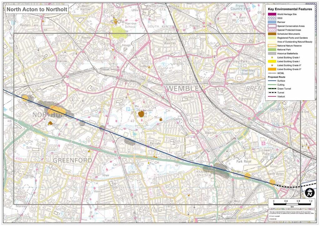 Noise Impact Key Areas where dwellings are within HS2 Noise Appraisal Criteria with Additional Indicative Mitigation High HS2 Noise Levels Within the areas which could qualify for noise insulation we